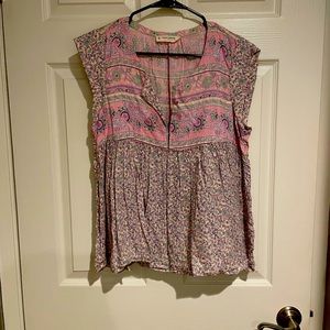 Lucky Brand Printed Flutter Sleeve Too
